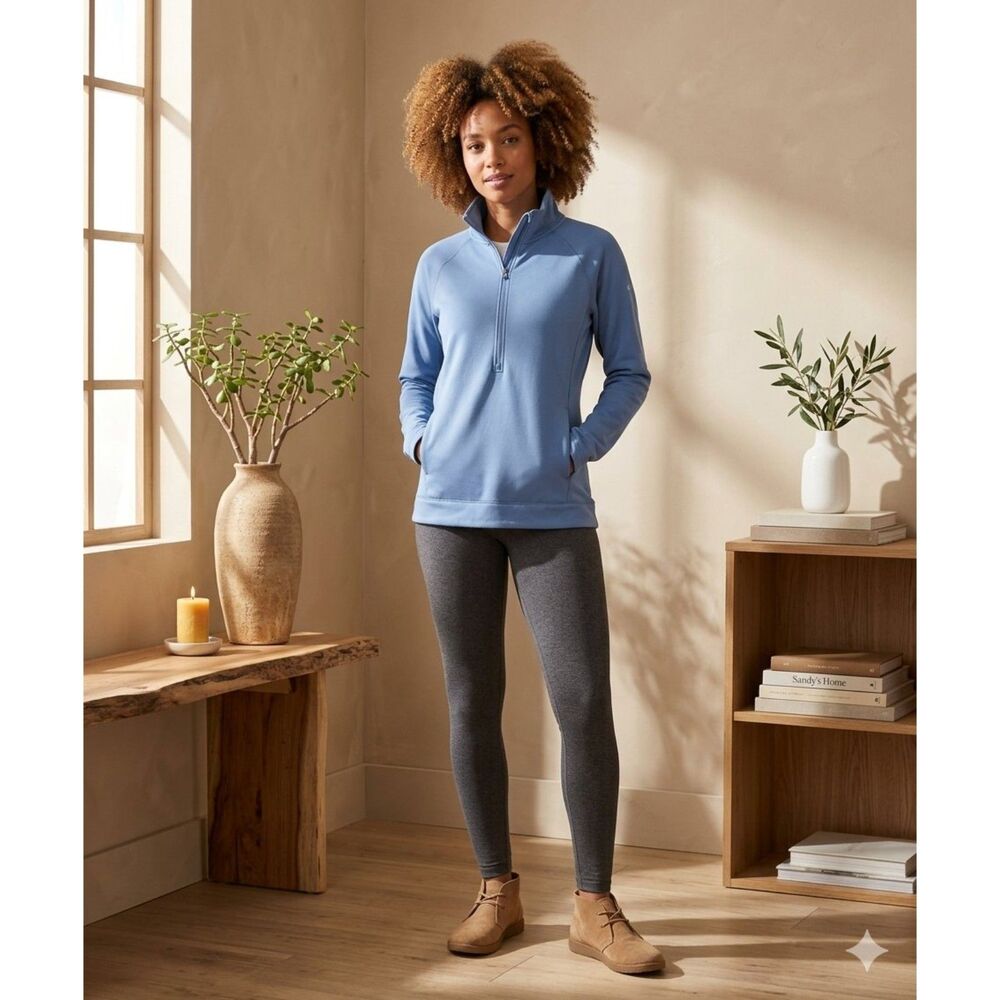 Columbia 1/4 Zip Pullover Womens S Blue Mock Neck Long Sleeve Outdoor Active